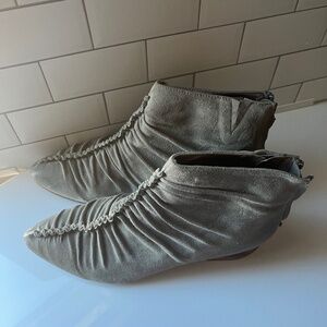 Antelope Grey Suede Ankle Booties
